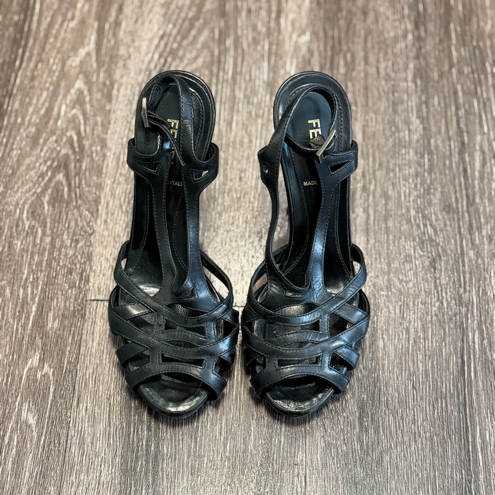 Fendi Women's Black Strappy Heel Sandals
